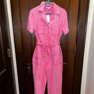 Pink Denim Jumpsuit